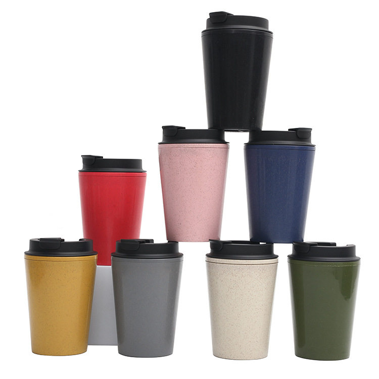 Wheat Straw 12oz Double Wall Plastic Coffee Cup